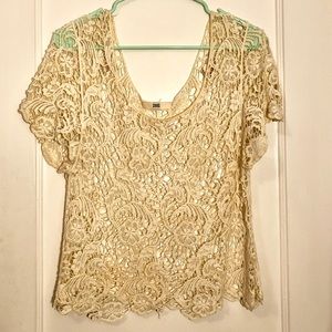 Sheer Short-Sleeved Lace ISSI Top